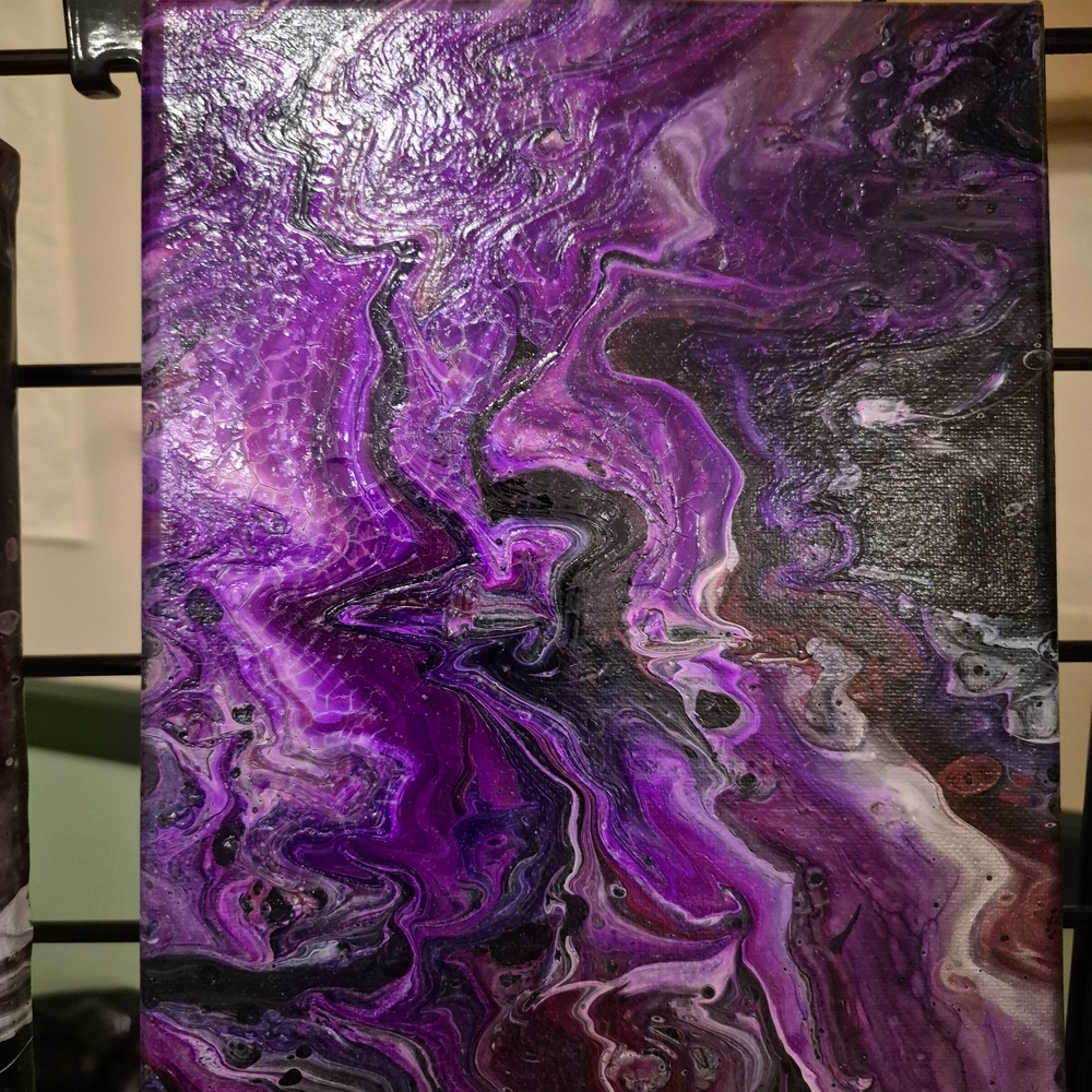 Dynamic Purple and Black Abstract Painting